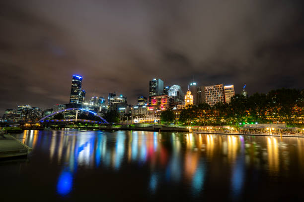 istock Melbourne cityscape by night in Australia 1218675584