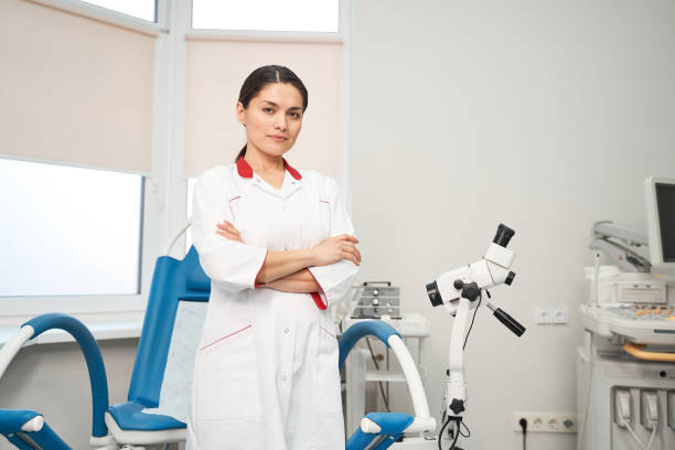 istock Young attractive medical worker looking at camera 1218681086