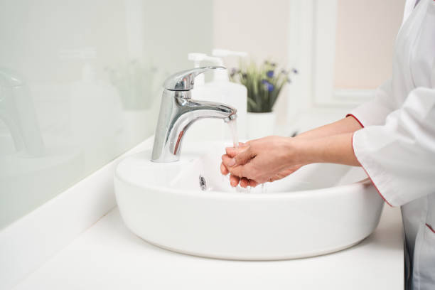 istock Focused photo medical worker that preparing hands 1218681102