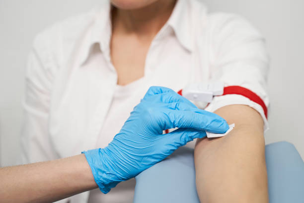 istock Young patient putting arm on medical support 1218681134