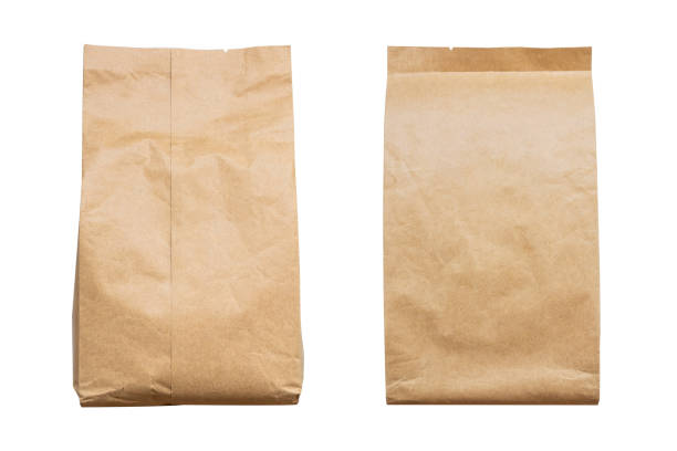istock Blank brown paper bag packaging isolated on white background 1218683372