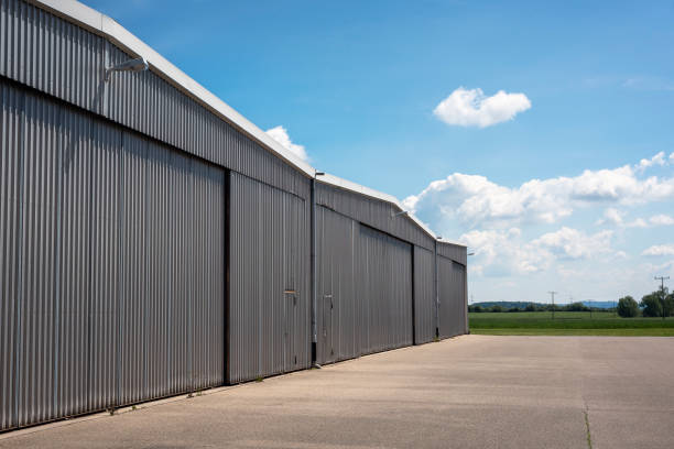 istock Hangar exterior at a small airport. Private aviation 1218686992
