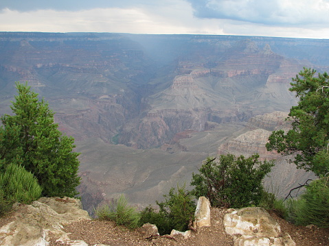 Views of the Grand Canyon from a very steep trail, the Hermit trail