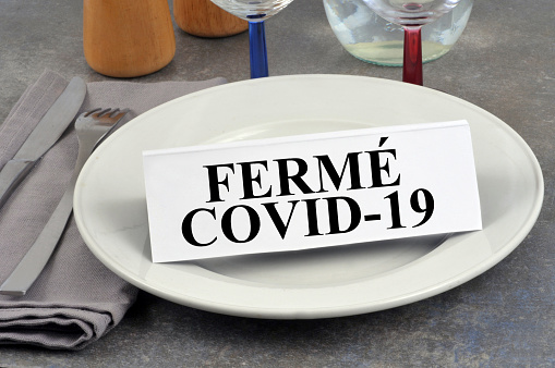 carton in a plate indicating closed due to covid-19