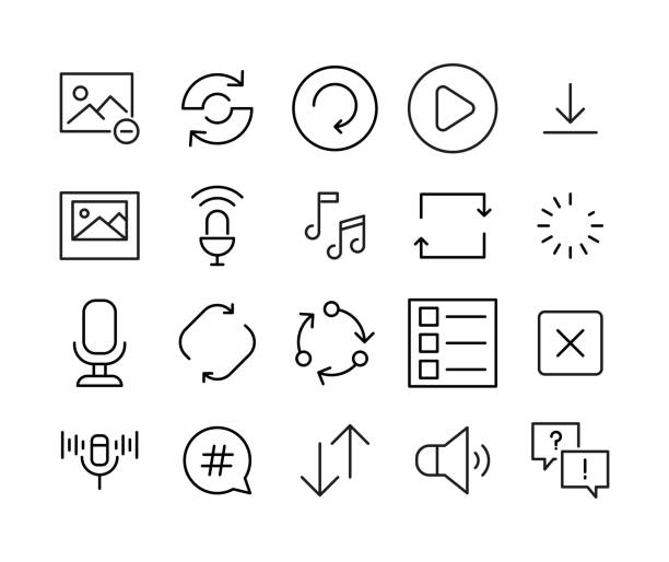 Icon set of sign. Icon set of sign. Editable vector pictograms isolated on a white background. Trendy outline symbols for mobile apps and website design. Premium pack of icons in trendy line style. refresh button on keyboard stock illustrations