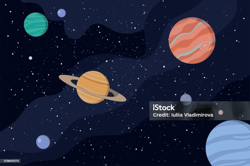 Space Background With Planets Stars Galaxy Vector Illustration In Cartoon  Style Stock Illustration - Download Image Now - iStock