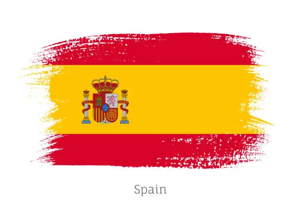 Vector illustration of Spain official flag in shape of brush stroke