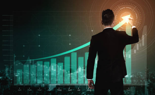 istock Double Exposure Image of Business Profit Growth 1218694306
