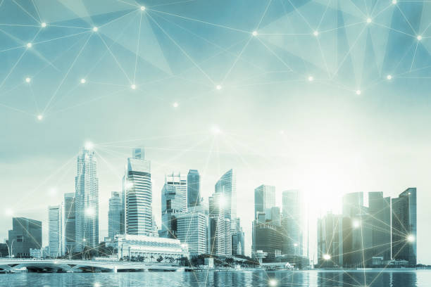 istock Modern creative telecommunication and internet network connect in smart city. 1218694381