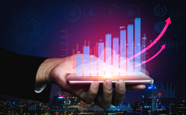 istock Double Exposure Image of Business Profit Growth 1218694488