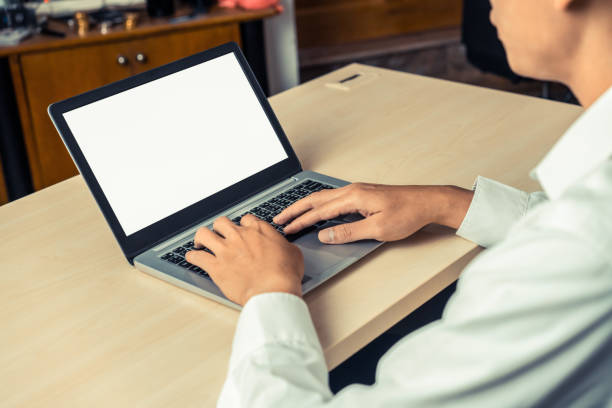 istock Business person worker uses a laptop computer. 1218694543