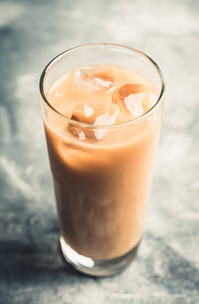 istock Iced coffee with cream on the rustic background 1218696171