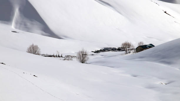 istock Snowy mountain peak scene 1218699349