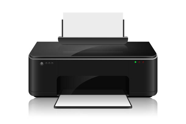 ilustrações de stock, clip art, desenhos animados e ícones de realistic inkjet printer vector design illustration isoalted on white background - inkjet