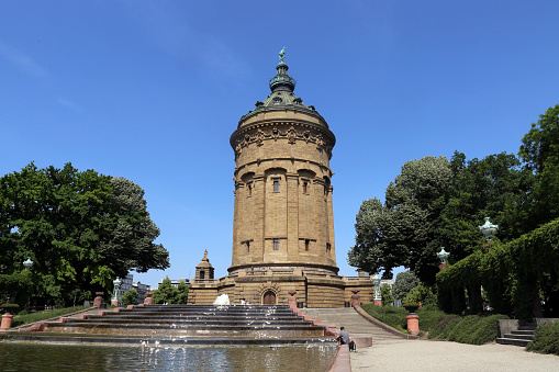 Mannheim (Baden-Wurttemberg, Germany) with his popular landmark, the Wasserturm (water tower)