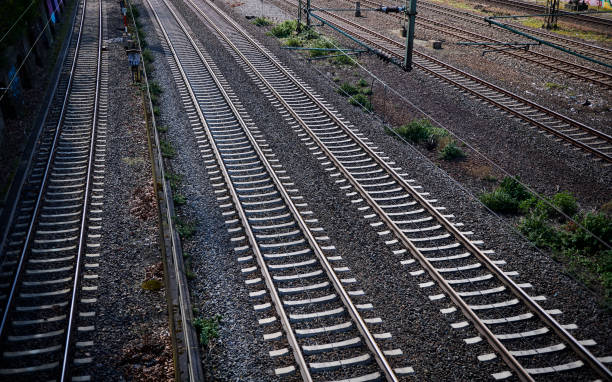 istock Straight railroad tracks 1218704173