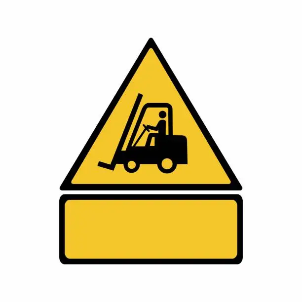 Vector illustration of Forklift trucks and other industrial vehicles sign. Vector design isolated on white background