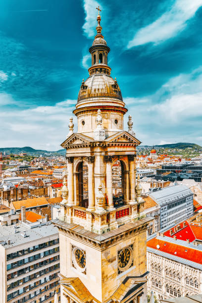 istock Bell tower of St.Stephen Basilica in Budapest at daytime. 1218707271