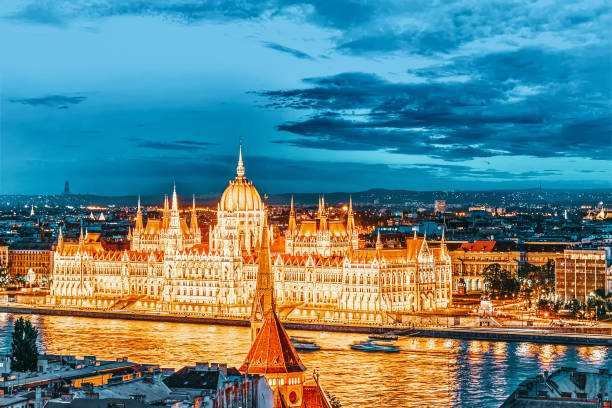 istock Hungarian Parliament at evening. Budapest. 1218707513