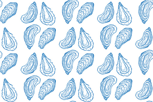 Oyster seamless pattern in retro style