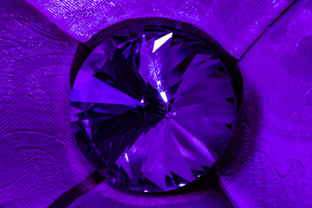 Purple velvet sofa with crystal burton background