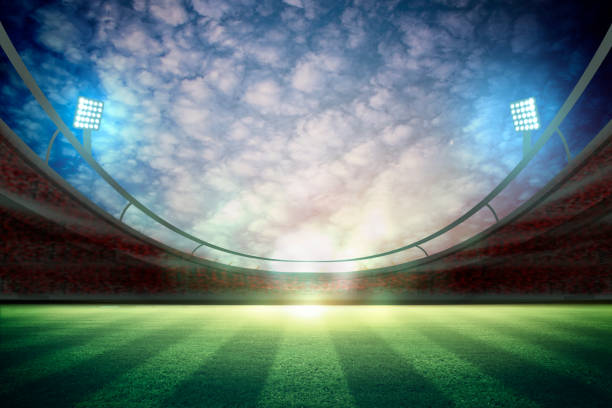 istock lights at night and stadium 3D rendering. 1218719826