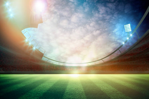 istock lights at night and stadium 3D rendering. 1218719830