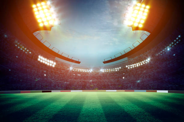 istock lights at night and stadium 3D rendering. 1218719839