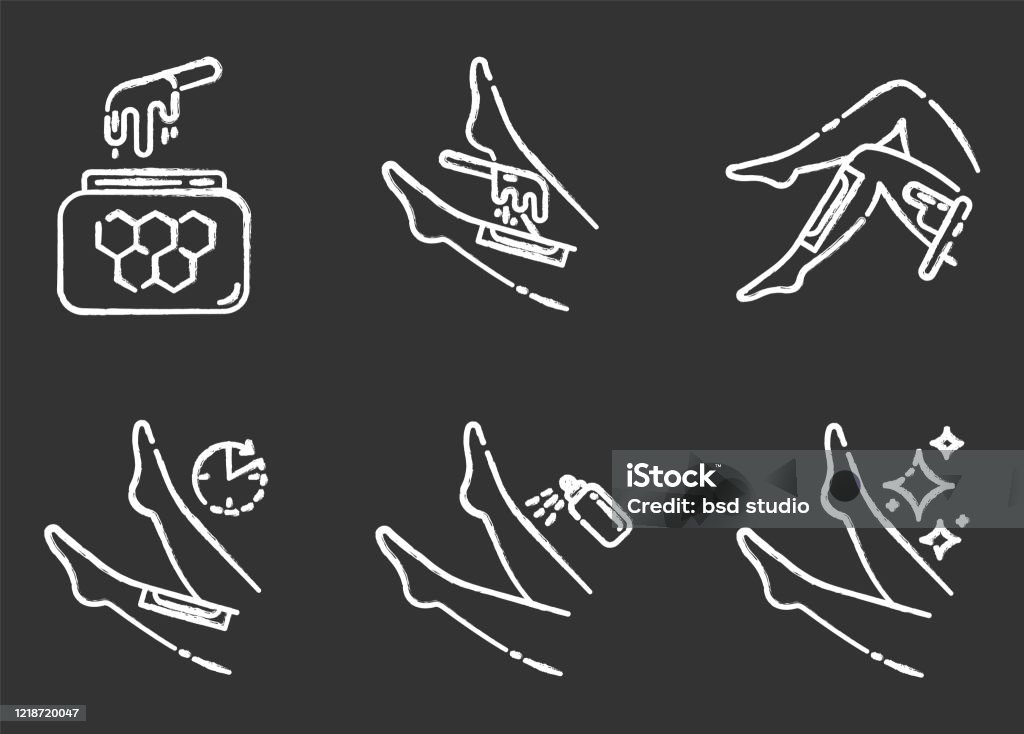 Shin Waxing Chalk Icons Set Leg Hair Removal With Natural Honey Hot Wax Strips Process Female Body Depilation Steps Professional Beauty Treatment Cosmetics Isolated Vector Chalkboard Illustrations Stock Illustration - Download Image Shin Waxing Chalk Icons Set Leg Hair Removal With Natural Honey Hot Wax Strips Process Female Body Depilation Steps Professional Beauty Treatment Cosmetics Isolated Vector Chalkboard Illustrations Stock Illustration - Download Image