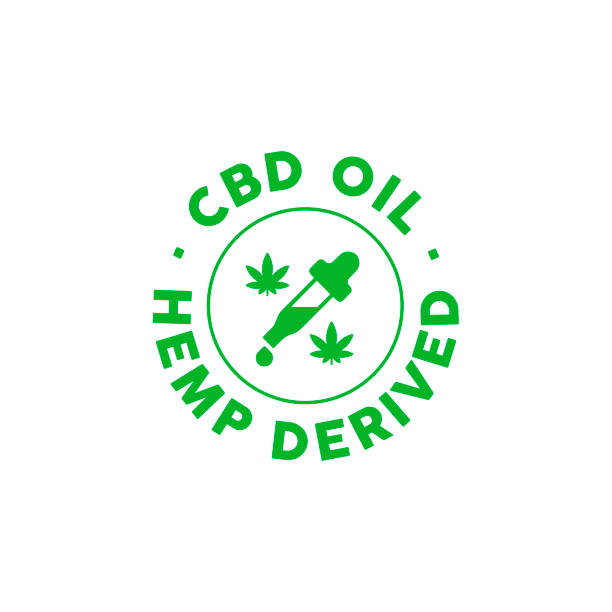 CBD oil, hemp derived vector icon Simple label graphic resource thc stock illustrations