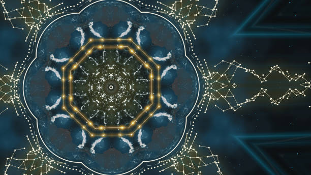 istock Global anomalies concept. Abstract polygonal pattern over blue and black background. 1218721535
