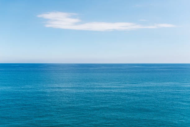 Blue sea with white clouds