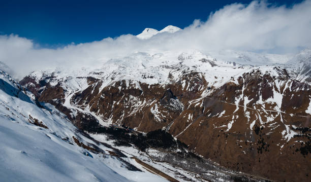 istock Caucasus mountains winter view with Mount Elbrus on the back 1218725147