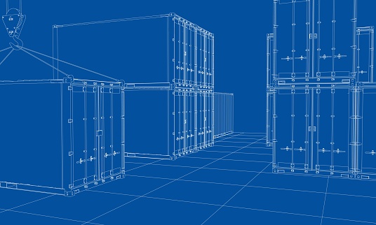 Wire Frame Containers Cargo Containers Wireframe Style Stock Illustration - Download Image ...