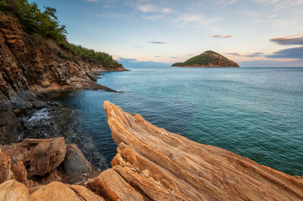 istock Rocky coastline of Thasos island 1218729876