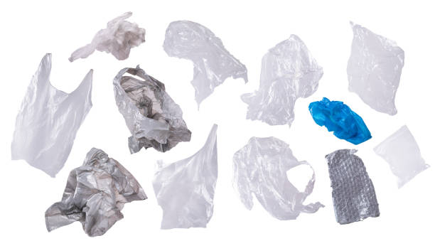 istock Used plastic bags and wrapping isolated on white background 1218730477