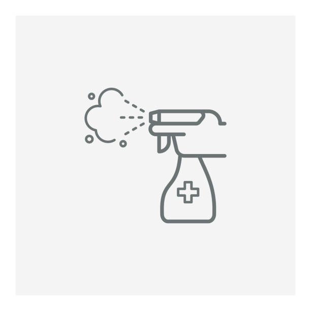 ilustrações de stock, clip art, desenhos animados e ícones de spraying anti-bacterial sanitizer spray icon, hand sanitizer dispenser, infection control concept - china covid