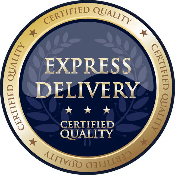 Vector illustration of Express Delivery Certified Quality Gold Label