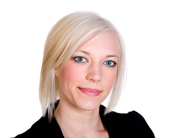 A businesswoman against a white background.