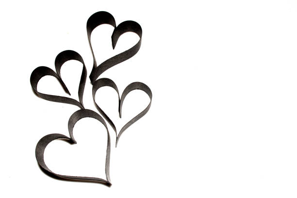 istock Black Paper Card Heart Shapes on White Background 1218734901