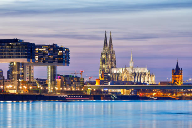istock Rheinauhafen and Cologne Cathedral at Night 1218735268