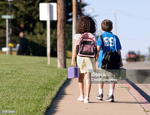 Walking To School Stock Photo - Download Image Now - Walking, Education, School Building
