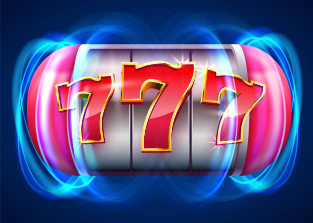 istock Slot machine wins the jackpot. 777 Big win casino concept. 1218736862