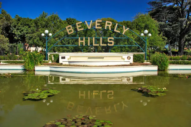 Photo of Beverly Hills greeting sign. Los Angeles, USA