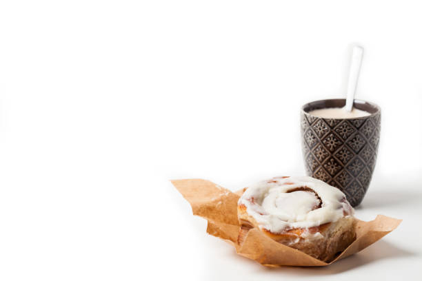 Home baked cinnamon roll/ cinnabon and coffee