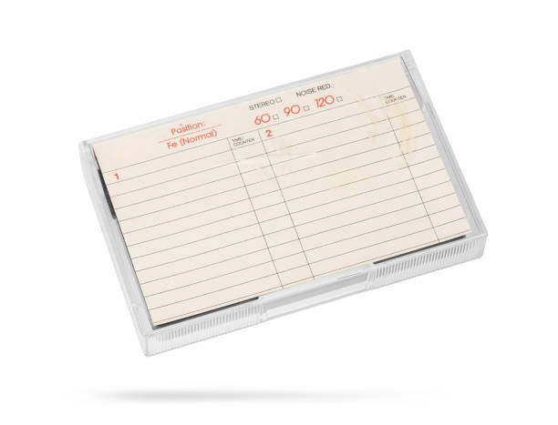 istock Retro old audio tape cassette in a case isolated on white 1218738619