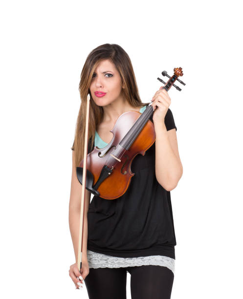 istock Funny woman with her violin 1218741144