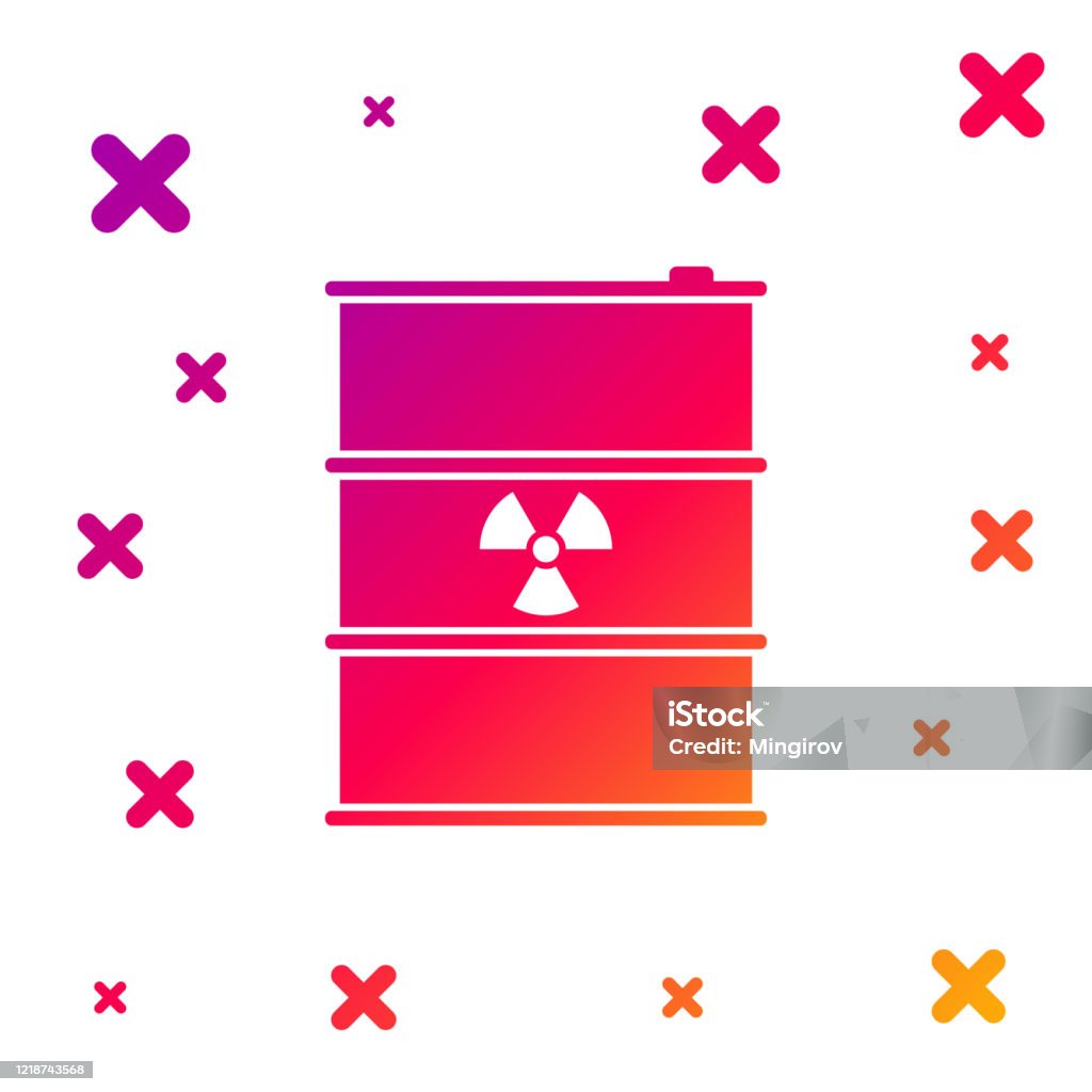 Color Radioactive Waste In Barrel Icon Isolated On White Background