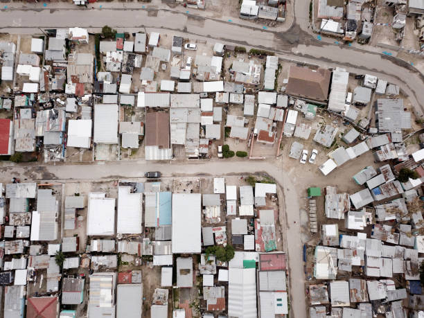 istock Aerial view over South African township 1218744168