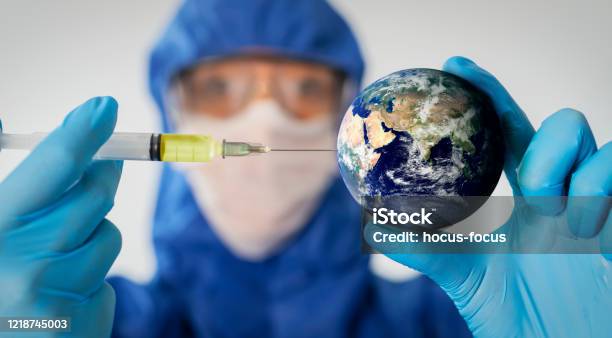 Coronavirus Vaccine For The World Stock Photo - Download Image Now - Vaccination, Globe - Navigational Equipment, World Map
